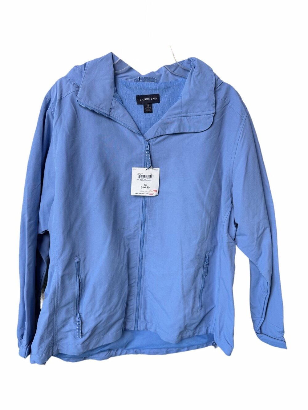 NWT Lands' End Outrigger Jacket Womens Blue Long Sleeve Full Zip Hooded Size 1X